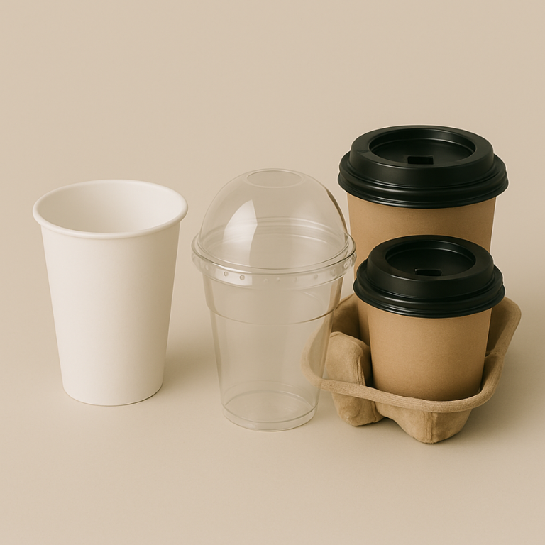 A plain white paper cup with a blue circle label showing 4oz in white text, indicating the cups capacity. The cup is centered on a white background.