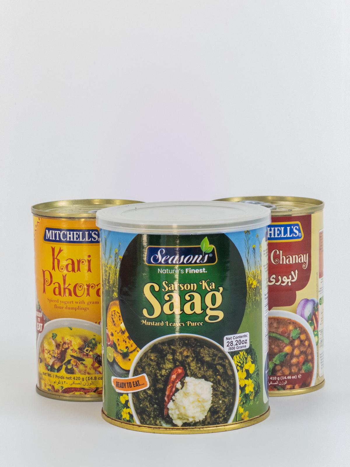 Ready-to-Eat Meals – Saag, Kari Pakora, Chana Daal & Lahori Curry Pouches