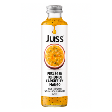 Juss Passion Fruit Mango Basil Seed Drink 250ml bottle