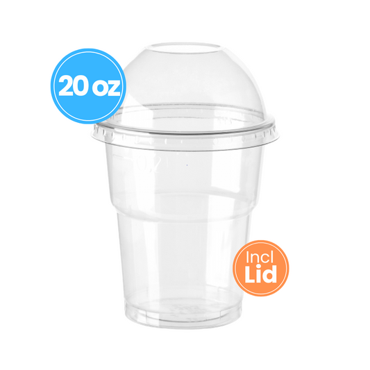 Clear Milkshake/Smoothie Cup (20oz x 1000) incl LID