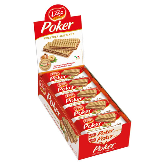 Lago Poker Hazelnut Wafers (4x20x45gm) - Buy Online in Ireland