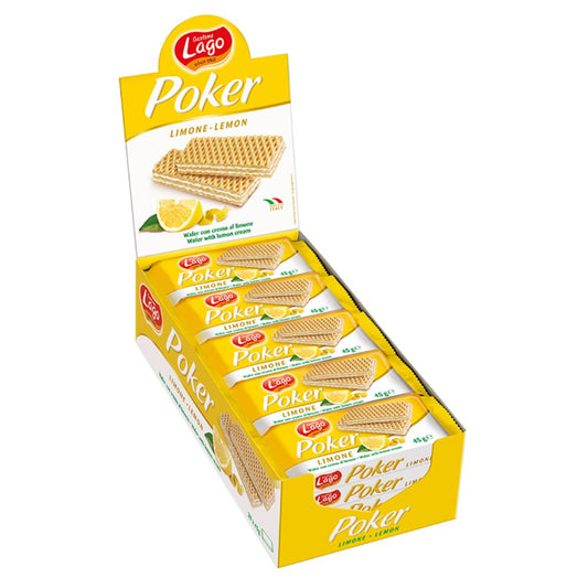 Lago Poker Lemon Wafers (4x20x45gm) - Buy Online in Ireland