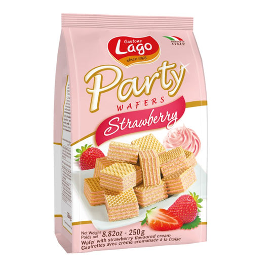 Lago Party Wafers Strawberry (10x250g) - Buy Online in Ireland