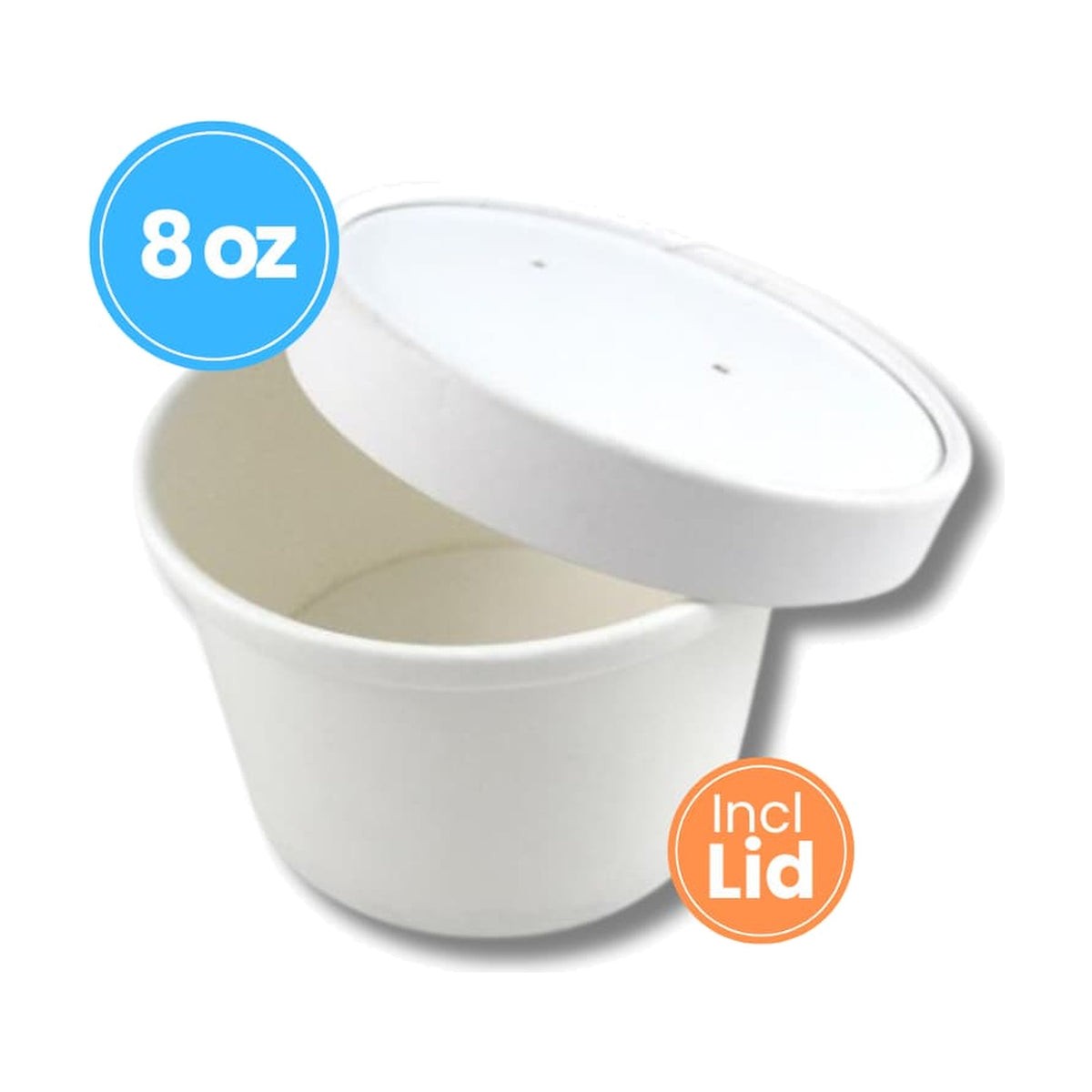 8oz Paper Soup Container incl Lids, case of 500 – takeaway cups