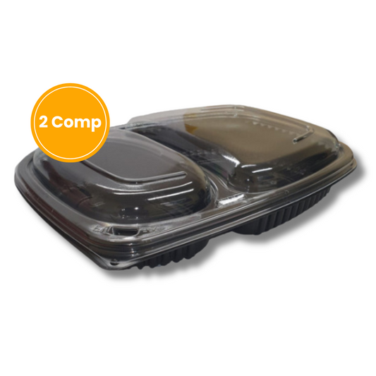 Black Takeaway Container 2 Compartment Including Lid (250pcs)