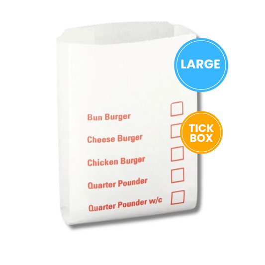 Burger Bag w/ Tick Box Tick Box | Large (1000pcs)