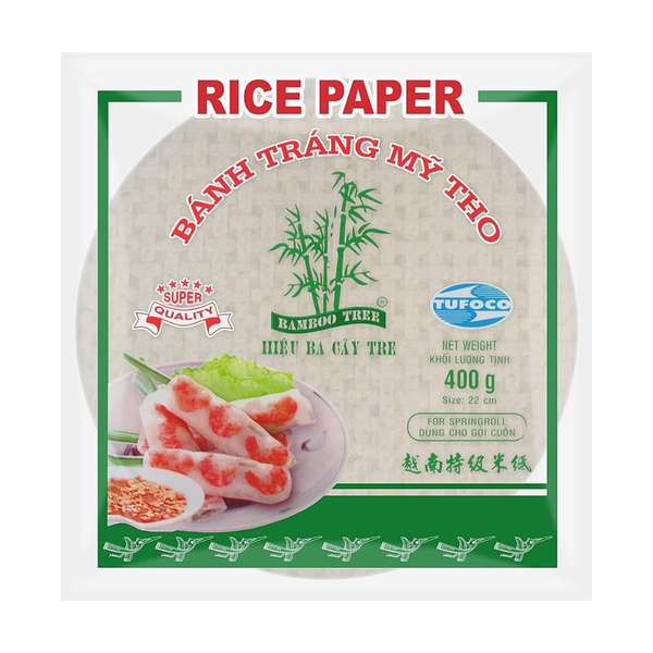Bamboo Tree Rice Paper Spring Roll Round 22 cm, 200g, case of 12 – rice paper & vermicelli from Vietnam