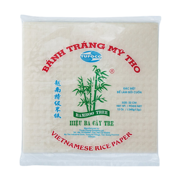 Bamboo Tree Rice Paper Summer Roll Square 22cm, 400g, case of 36 – rice paper & vermicelli from Vietnam
