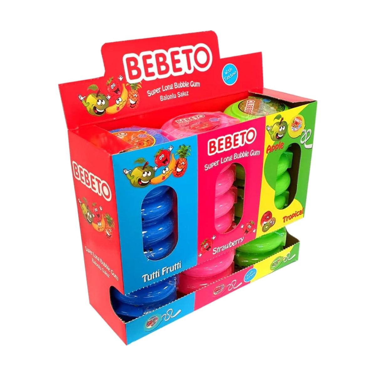 Bebeto Bubble Gum Rolls, 40g, case of 144 – jellies & confectionery from Turkey