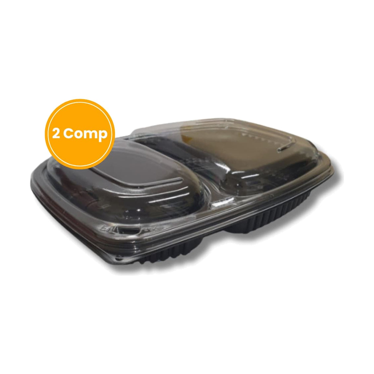 Black Takeaway Container 2 Compartment Including Lid, case of 250 – plastic containers