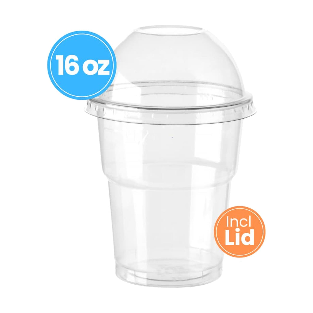 Clear Milkshake/Smoothie Cup (16oz x 800) incl LID, 16oz, case of 800 – takeaway cups