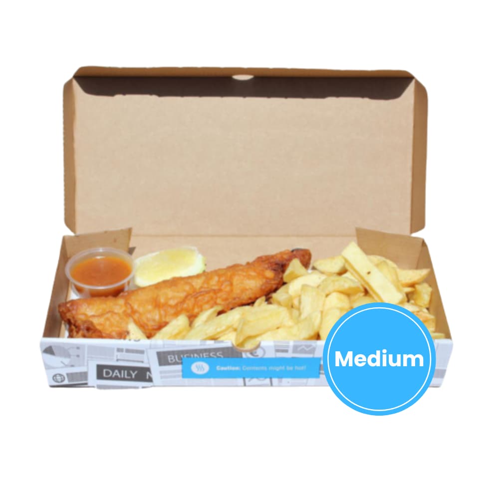 Fish & Chips Box- Medium  (100pcs) – Packaging from Nimbus Distributions, trusted Packaging & Catering Wholesale Supplier.