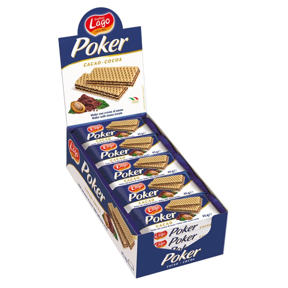 Lago Poker Chocolate Wafers (4x20x45gm) – Food from Nimbus Distributions, trusted Food Wholesale Supplier.
