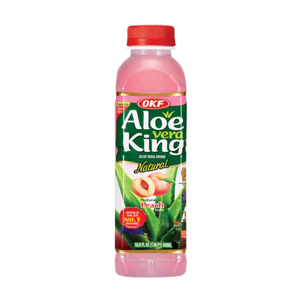 OKF Aloe Vera King Peach, 500ml, case of 20 – aloe vera drinks from Korea
