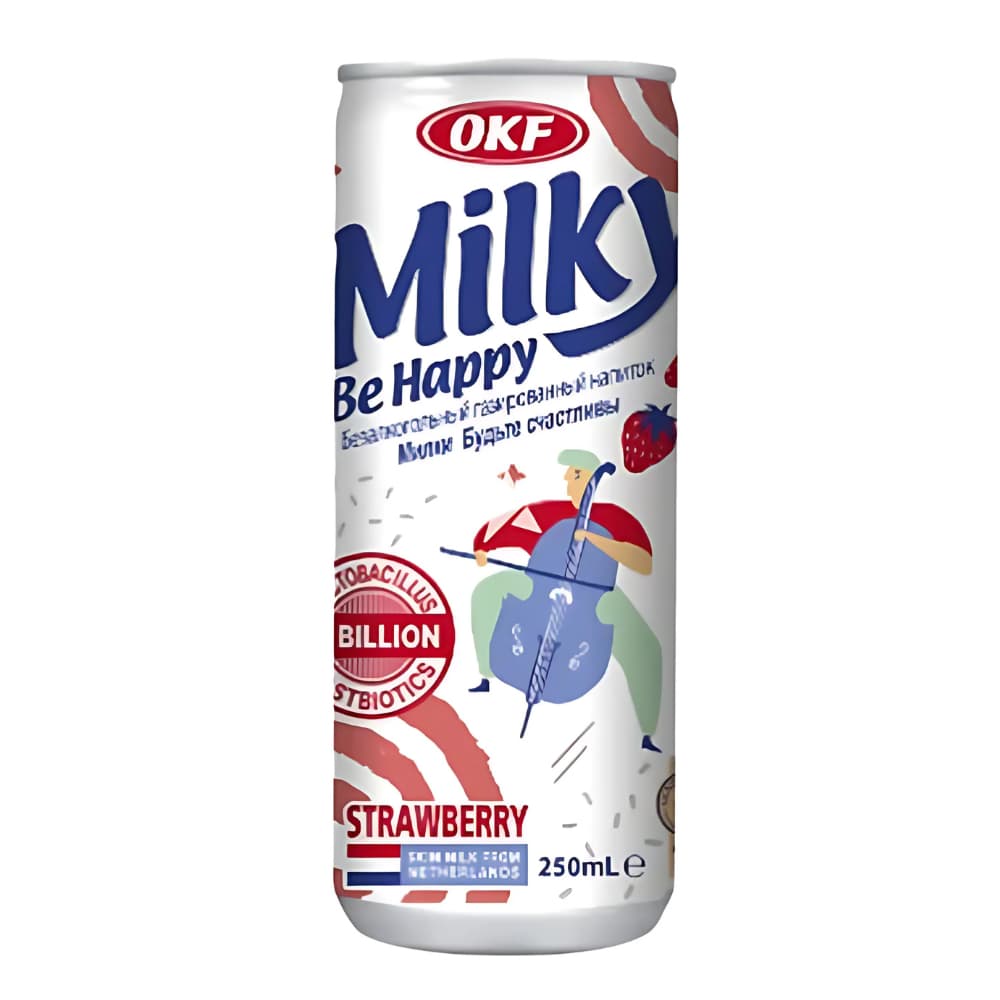 OKF Milky Be Happy Strawberry (24x250ml) – Drink from Nimbus Distributions, trusted Drinks Wholesale Supplier.